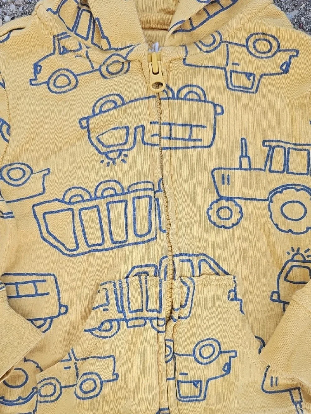 A Child Of Mine Carter's Baby Infant Hooded Mustard Yellow Sweater Trucks 3-6 mo